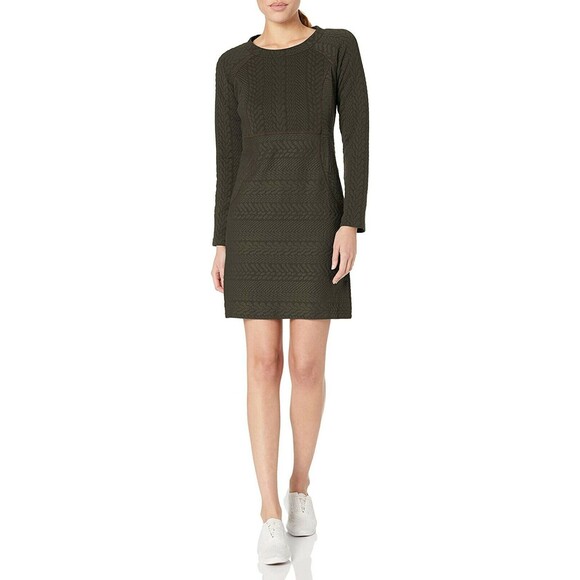 New Womens NWT PrAna Macee Black Dress M Textured Jacquard Long Sleeves Zipper - Picture 2 of 10